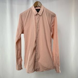 Scotch & Soda Lip Print‎ Long Sleeve Button Up Shirt in Pink Size Small